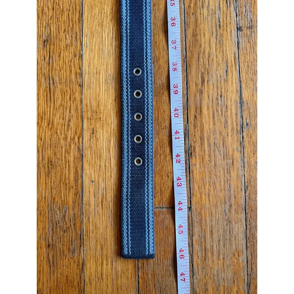 GAP Blue Striped Cotton Belt w/Leather Trim Mens sz 38